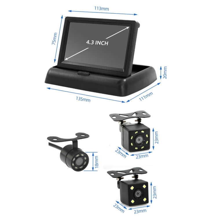 4.3 Inch Display Night Vision Water-resistant Reversing Camera +7 Meter Extension Cable, Color: Detachable Screen + External 4 Light Camera - free shipping - PMC TechLife - Order now!