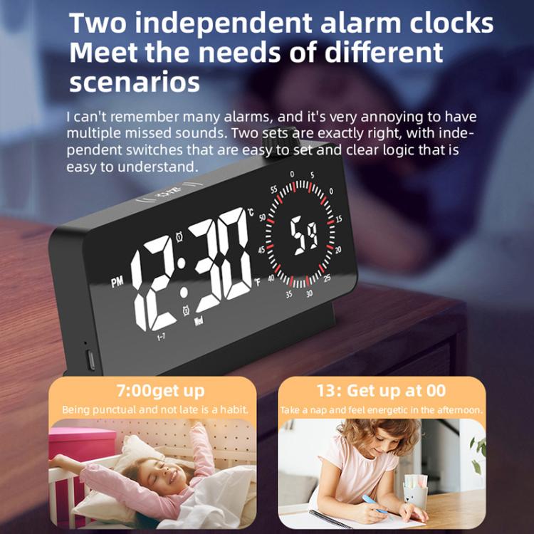 Multi-Functional LED Screen Mirror Charging Alarm Clock Reminder Visual Timer(White) - Alarm Clocks by PMc TechLife | Online Shopping South Africa | PMc TechLife | Buy Now Pay Later Mobicred