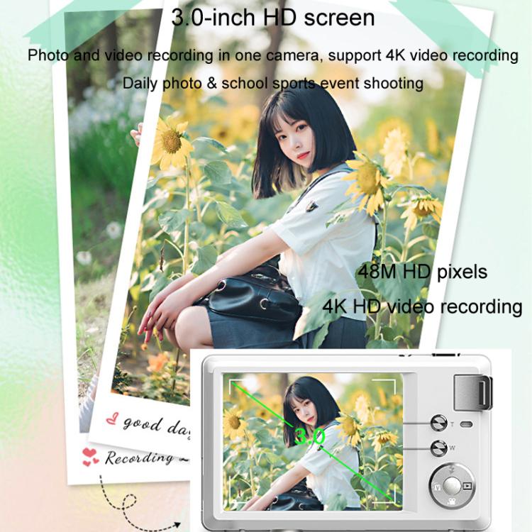 4K HD 3.0-Inch IPS Screen Autofocus HD Digital Camera Student DV Camera SLR(White) - Video Cameras by PMC TechLife | Online Shopping South Africa | PMC TechLife | Buy Now Pay Later Mobicred
