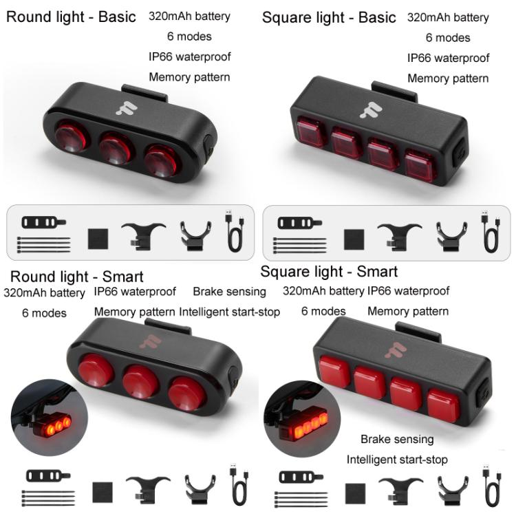WEST BIKING Bicycle Night Riding Long Endurance Warning Brake Taillight, Style: Square Light Smart - free shipping - PMC TechLife - Order now!