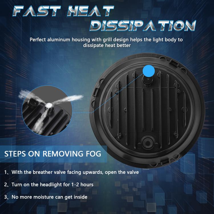 7-inch Round Refraction LED Round Headlight For Wrangler(H4) - LED Headlamps by PMc TechLife | Online Shopping South Africa | PMc TechLife | Buy Now Pay Later Mobicred