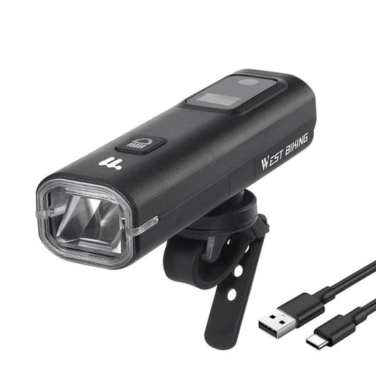 WEST BIKING Bicycle Waterproof TYPE-C Rechargeable High-Brightness Headlight, Style: Digital Battery Display - Headlights by WEST BIKING | Online Shopping South Africa | PMC Jewellery | Buy Now Pay Later Mobicred