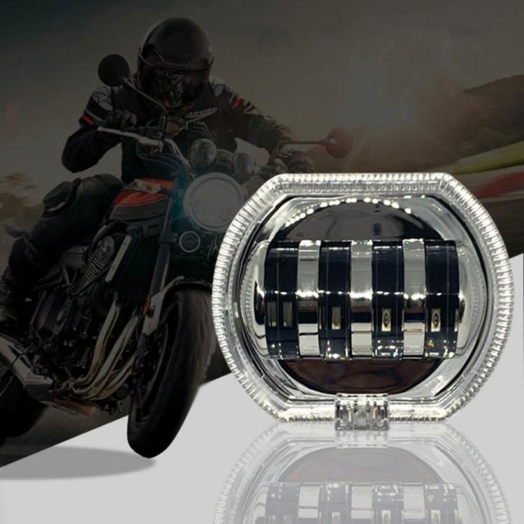 Motorcycle Electric Vehicle General Modification LED Headlight 4 Beads Double Lens Lamps, Style: Blue Aperture+Red Devil Eye - Headlights by PMC TechLife | Online Shopping South Africa | PMC TechLife | Buy Now Pay Later Mobicred