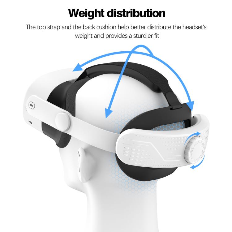 For Meta Quest 3S VR Headset Elite Head Strap Adjustable Comfort Decompression Headband(Gray White) - VR Accessories by PMC TechLife | Online Shopping South Africa | PMC TechLife | Buy Now Pay Later Mobicred