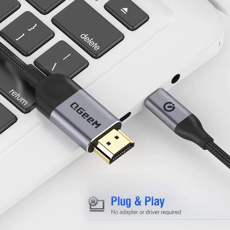 QGeeM USB-C/Type-C To HDMI Cable 4K 30Hz For Screen Mirroring & Extended Display, Cable Length: 1.2m - free shipping - PMC TechLife - Order now!