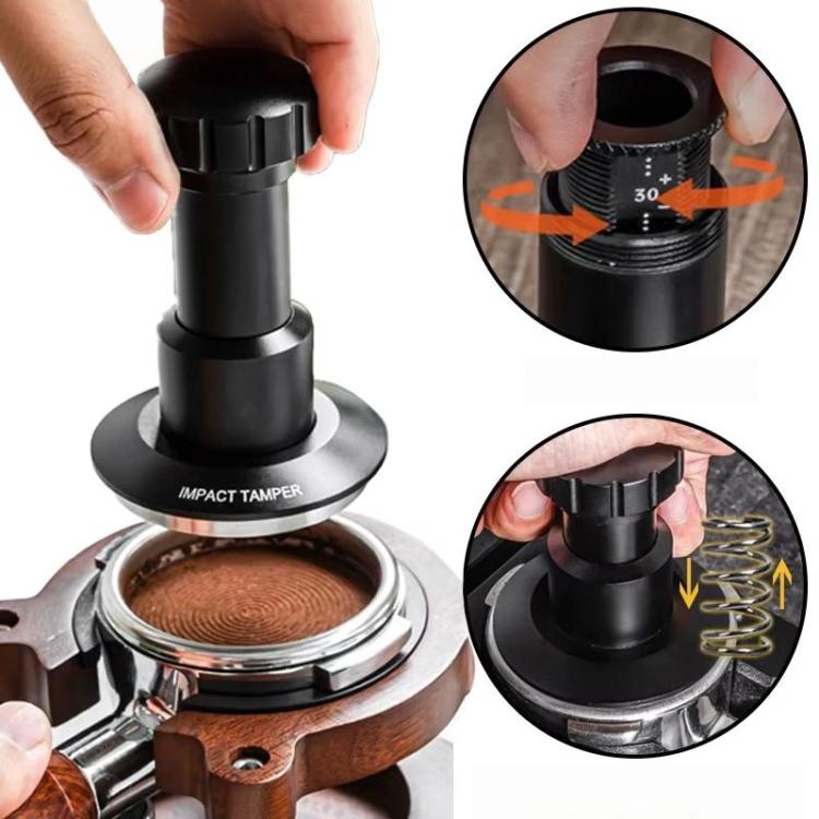 51mm Adjustable Impact Coffee Tamper with Threaded Base Spring-Loaded Espresso Tamper Tool - free shipping - PMC TechLife - Order now!
