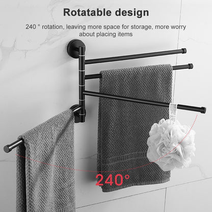 Stainless Steel Towel Bar Rotating Towel Rack Bathroom Kitchen Wall-mounted Towel Polished Rack Holder, Model:Brushed Five Poles - Shelves by PMC Jewellery | Online Shopping South Africa | PMC Jewellery