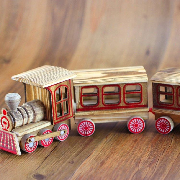 Wooden Three Section Locomotive Office Creative Home Decoration Simulation Toy, Style:Wooden Three Section Train - Model Toys by PMC Jewellery | Online Shopping South Africa | PMC Jewellery