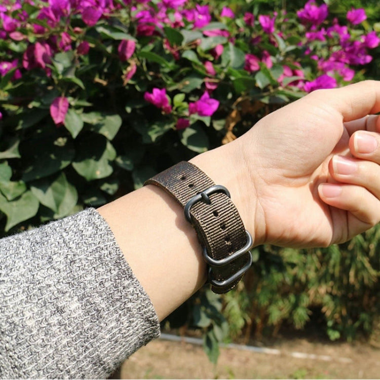 Washable Nylon Canvas Watchband, Band Width:22mm(Khaki with Silver Ring Buckle) - free shipping - PMC TechLife - Order now!