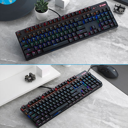 Rapoo V500 PRO Mixed Light 104 Keys Desktop Laptop Computer Game Esports Office Home Typing Wired Mechanical Keyboard(Black Shaft) - Wired Keyboard by Rapoo | Online Shopping South Africa | PMC Jewellery | Buy Now Pay Later Mobicred