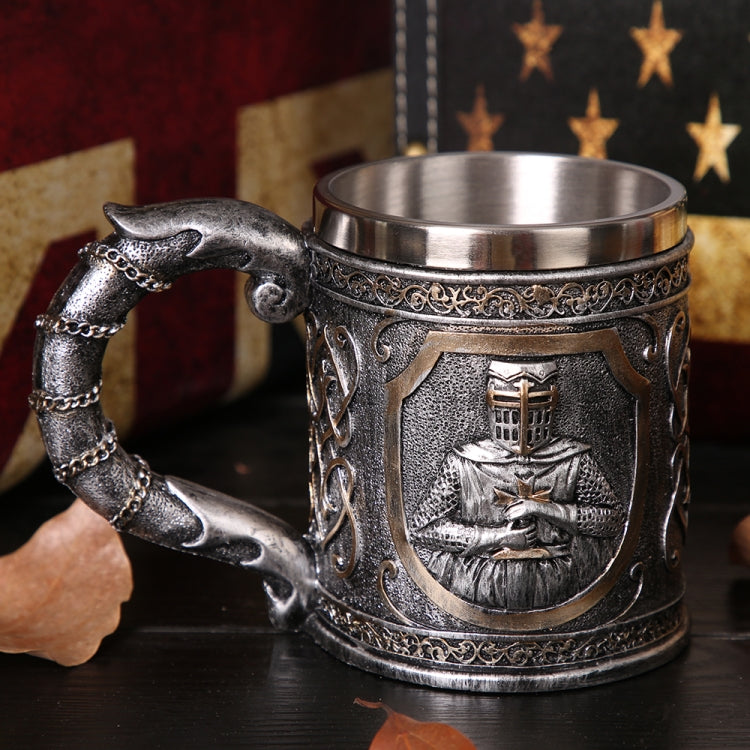 3D Viking Skull Coffee Beer Mug Skull Mug Beer Wine Drink Gift Stainless Steel Knight Decorative Cup for Men Mug - Drinking Tools by PMC Jewellery | Online Shopping South Africa | PMC Jewellery