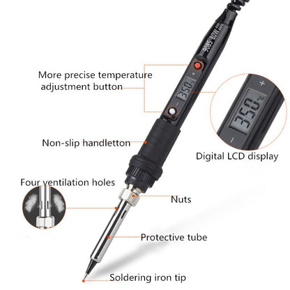 908S 80W LCD Thermostat Soldering Iron Constant Temperature Soldering Iron, Plug Type:US Plug(Red) - Electric Soldering Iron by PMC Jewellery | Online Shopping South Africa | PMC Jewellery