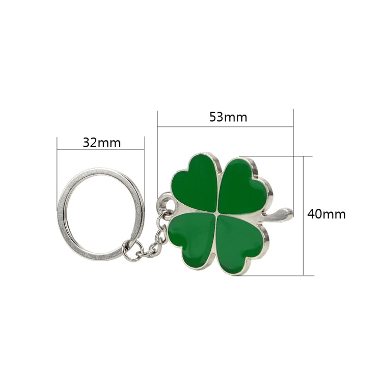 Green Leaf Car Keychain Keyring Lucky Key Chain Purse Bag Pendants Steel Stainless Car Styling Four-leaf Clover Key Rings - Key Rings by PMC Jewellery | Online Shopping South Africa | PMC Jewellery