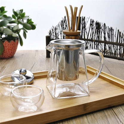 Stainless Steel Clear Heat Resistant Glass Filter Tea Pot, Capacity: 950ml - Teapots by PMC Jewellery | Online Shopping South Africa | PMC Jewellery