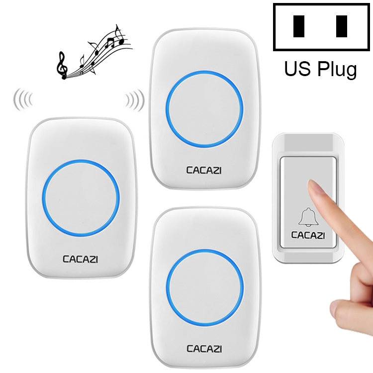 CACAZI A10G One Button Three Receivers Self-Powered Wireless Home Cordless Bell, US Plug(White) - Wireless Doorbell by CACAZI | Online Shopping South Africa | PMC Jewellery | Buy Now Pay Later Mobicred