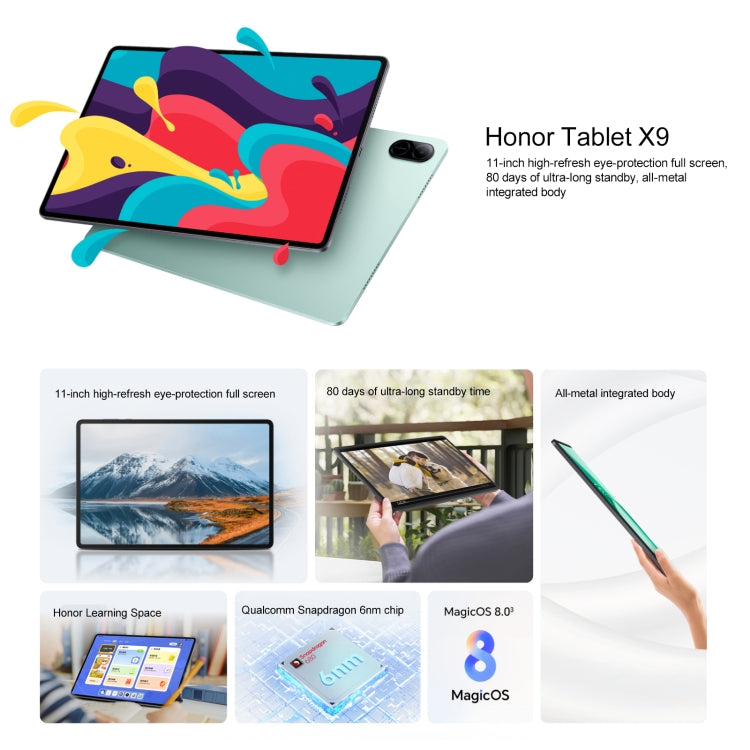 Honor Pad X9 WiFi Tablet PC, 11 inch 8GB+128GB MagicOS 8.0 Qualcomm Snapdragon 680 Octa Core (Grey) - Huawei by Huawei | Online Shopping South Africa | PMC Jewellery | Buy Now Pay Later Mobicred