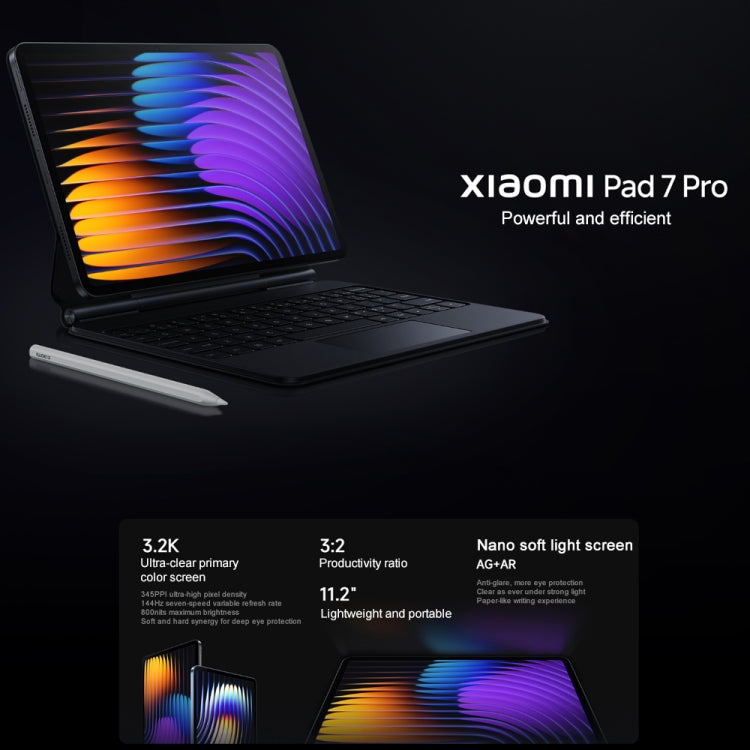 Xiaomi Pad 7 Pro 11.2 inch Soft Light Screen, 12GB+256GB, HyperOS 2 Qualcomm Snapdragon 8s Gen3 Octa Core (Black) - free shipping - PMc TechLife - Order now!