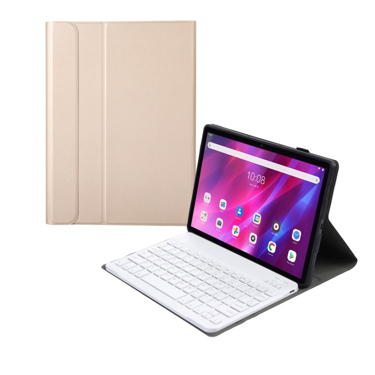 AK10 2 in 1 Detachable Bluetooth Keyboard + Lambskin Texture TPU Protective Leather Tablet Case with Holder for Lenovo Qitian K10 TB-X6C6X(Gold) - Lenovo Keyboard by PMC Jewellery | Online Shopping South Africa | PMC Jewellery | Buy Now Pay Later Mobicred