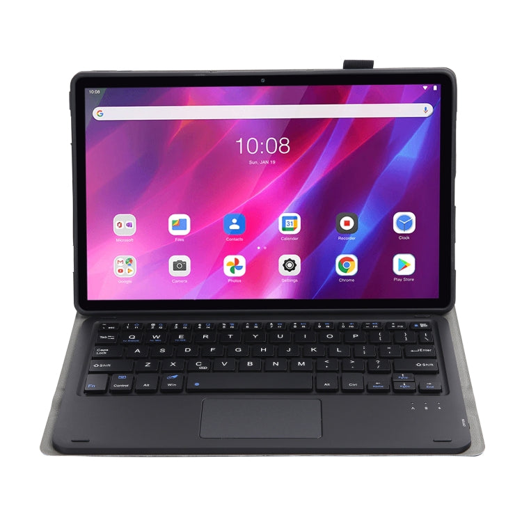 AK10-A 2 in 1 Detachable Bluetooth Keyboard + Lambskin Texture TPU Protective Leather Tablet Case with Touchpad & Holder for Lenovo Qitian K10 TB-X6C6X(Black) - Lenovo Keyboard by PMC Jewellery | Online Shopping South Africa | PMC Jewellery