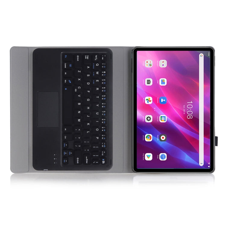 AK10-A 2 in 1 Detachable Bluetooth Keyboard + Lambskin Texture TPU Protective Leather Tablet Case with Touchpad & Holder for Lenovo Qitian K10 TB-X6C6X(Black) - Lenovo Keyboard by PMC Jewellery | Online Shopping South Africa | PMC Jewellery