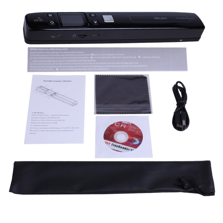 iScan02 WiFi Double Roller Mobile Document Portable Handheld Scanner with LED Display,  Support 1050DPI  / 600DPI  / 300DPI  / PDF / JPG / TF(Black) - Portable Scanner by PMC TechLife | Online Shopping South Africa | PMC TechLife