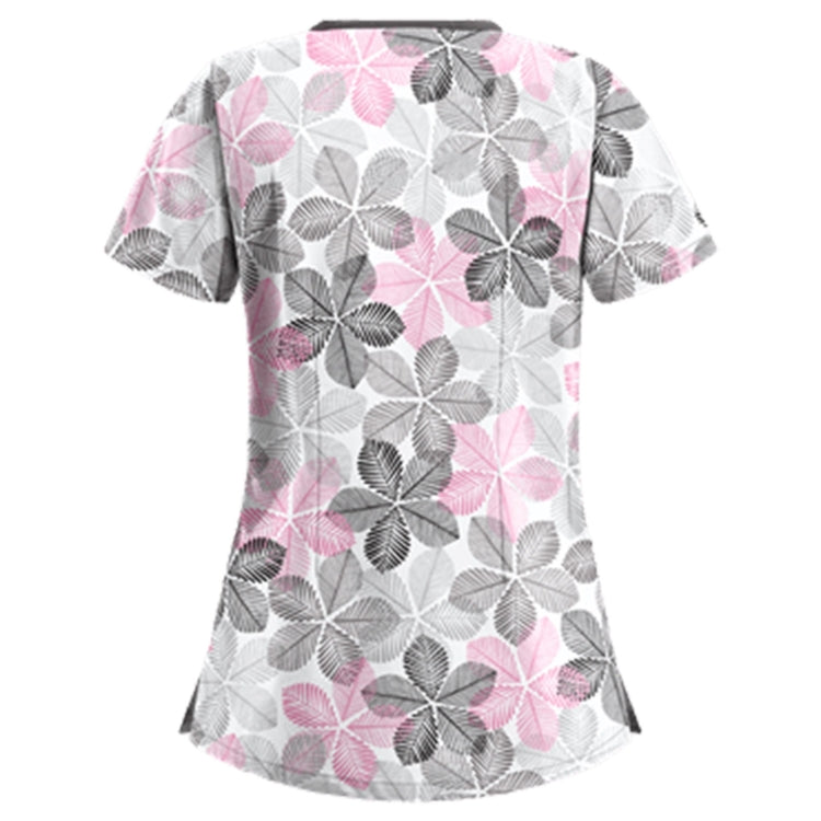 Mid-length Slim-fitting Printed Pullover Nurse Uniform V-neck T-shirt (Color:Pink Size:XXXL) - T-shirt by PMC Jewellery | Online Shopping South Africa | PMC Jewellery