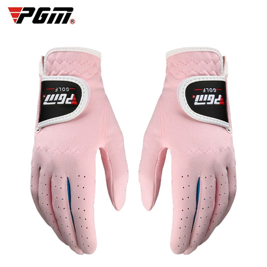 PGM One Pair Golf Microfiber Cloth Soft Comfortable Gloves for Children (Color:Pink Size:17) - Safety Gloves by PGM | Online Shopping South Africa | PMC Jewellery | Buy Now Pay Later Mobicred