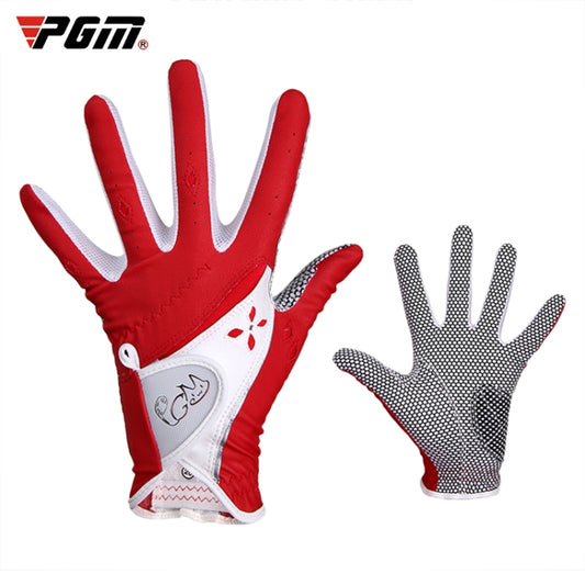 PGM One Pair Golf Non-Slip PU Leather Gloves for Women (Color:Red Size:18) - Safety Gloves by PGM | Online Shopping South Africa | PMC Jewellery | Buy Now Pay Later Mobicred