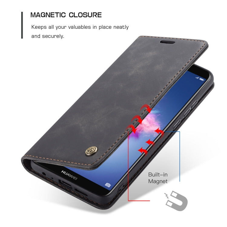 CaseMe Multifunctional Retro Frosted Horizontal Flip Leather Case for Huawei P Smart / Enjoy 7S /  Honor 9 Lite, with Card Slots & Holder & Wallet(Black) - Honor Cases by CaseMe | Online Shopping South Africa | PMC Jewellery | Buy Now Pay Later Mobicred