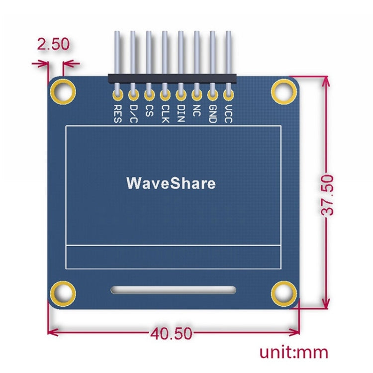 Waveshare 1.3 inch 128*64 OLED(A), SPI/I2C interfaces, Curved Horizontal Pinheader - Modules Expansions Accessories by Waveshare | Online Shopping South Africa | PMC TechLife | Buy Now Pay Later Mobicred