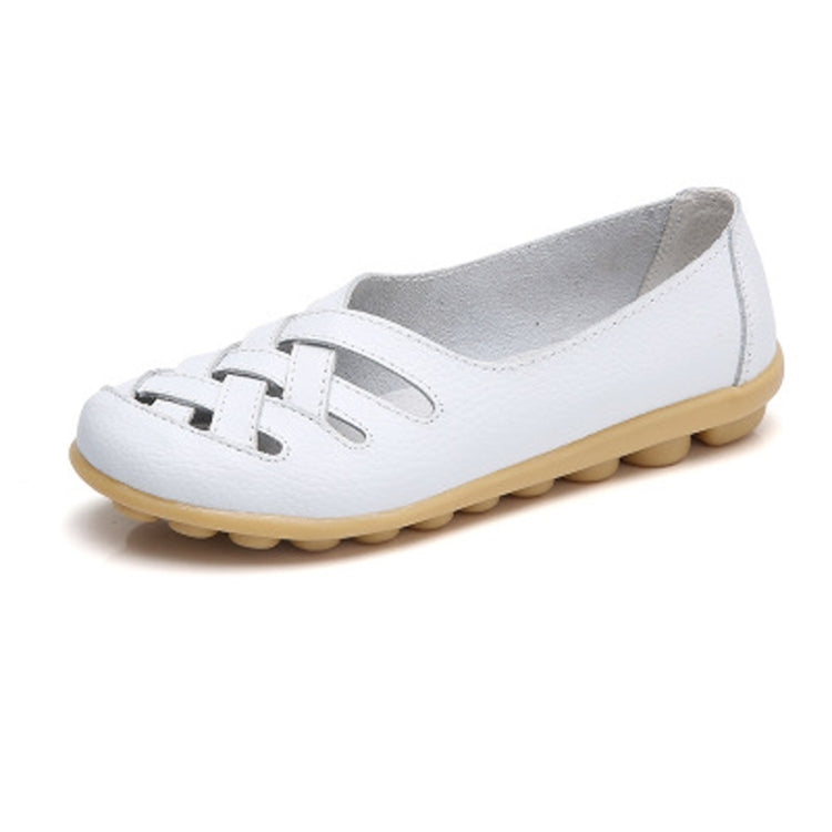 Hollow Woven Casual Nurse Shoes Cover Foot Peas Shoes for Women (Color:White Size:43) - Casual Shoes by PMC Jewellery | Online Shopping South Africa | PMC Jewellery