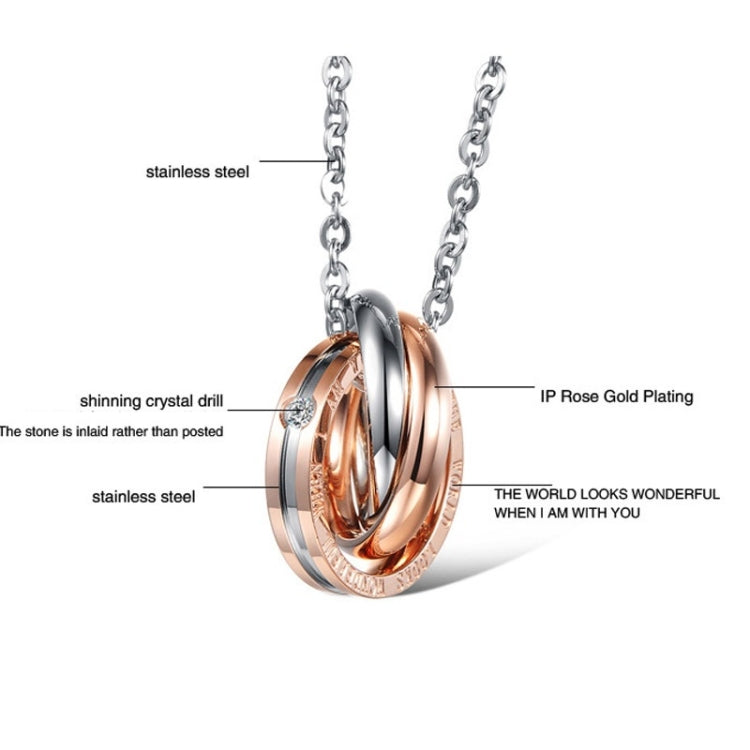 OPK Interlocking Titanium Steel Couple Necklace (Rose Gold) - Necklaces & Pendants by OPK | Online Shopping South Africa | PMC Jewellery | Buy Now Pay Later Mobicred