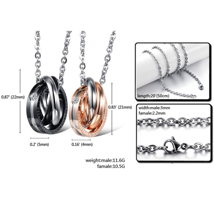 OPK Interlocking Titanium Steel Couple Necklace (Rose Gold) - Necklaces & Pendants by OPK | Online Shopping South Africa | PMC Jewellery | Buy Now Pay Later Mobicred