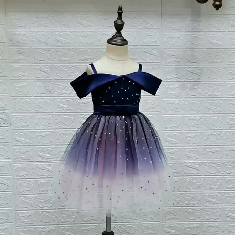 Girls One-shoulder Sequined Tutu Dress (Color:Blue Size:140) - Girl Clothing by PMC Jewellery | Online Shopping South Africa | PMC Jewellery