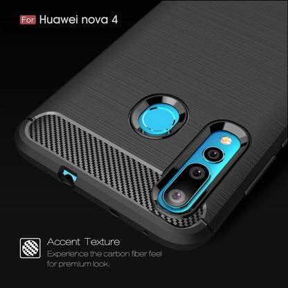 Brushed Texture Carbon Fiber Shockproof TPU Case for Huawei Nova 4 (Red) - Huawei Cases by PMC Jewellery | Online Shopping South Africa | PMC Jewellery