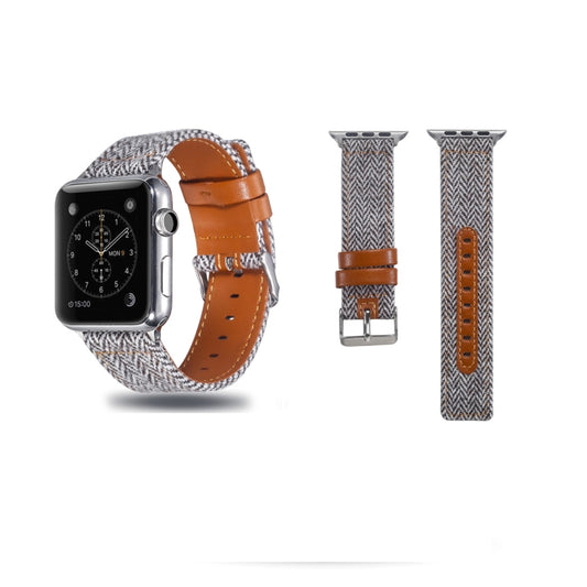 Cloth+ Top-grain Leather Wrist Watch Band for Apple Watch Ultra 49mm&Watch Ultra 2 49mm / Series 10 46mm / 9&8&7 45mm / SE 3&SE 2&6&SE&5&4 44mm / 3&2&1 42mm - Watch Bands by PMC Jewellery | Online Shopping South Africa | PMC Jewellery | Buy Now Pay Later Mobicred