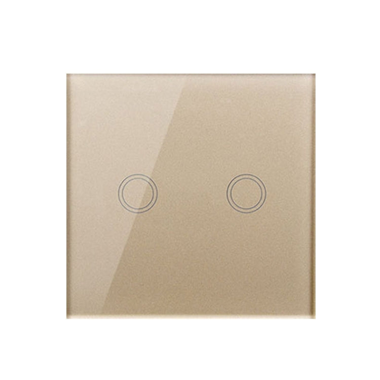 86mm 2 Gang Tempered Glass Panel Wall Switch Smart Home Light Touch Switch with RF433 Remote Controller, AC 110V-240V(Gold) - Smart Switch by PMC Jewellery | Online Shopping South Africa | PMC Jewellery