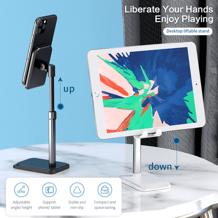 ROCK RPH0944 Adjustable Lifting 90 Degree Rotation ABS Stand Desktop Phone Tablet Holder(Black) - Desktop Holder by ROCK | Online Shopping South Africa | PMC Jewellery | Buy Now Pay Later Mobicred