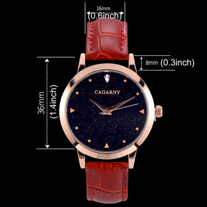 CAGARNY 6875 Round Dial Water Resistant Starry Sky Pattern Fashion Women Quartz Wrist Watch with Leather Band (Red) - Leather Strap Watches by CAGARNY | Online Shopping South Africa | PMC Jewellery | Buy Now Pay Later Mobicred