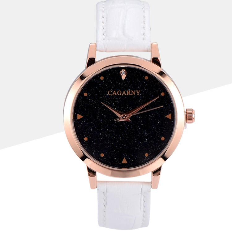 CAGARNY 6875 Round Dial Water Resistant Starry Sky Pattern Fashion Women Quartz Wrist Watch with Leather Band (White) - Leather Strap Watches by CAGARNY | Online Shopping South Africa | PMC Jewellery | Buy Now Pay Later Mobicred