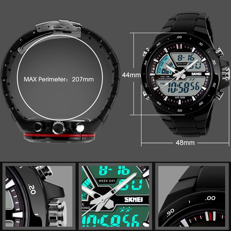 SKMEI 1016 Multifunctional Men Outdoor Sports Noctilucent Waterproof Double Digital Watch (Red + Black) - Sport Watches by SKMEI | Online Shopping South Africa | PMC Jewellery | Buy Now Pay Later Mobicred