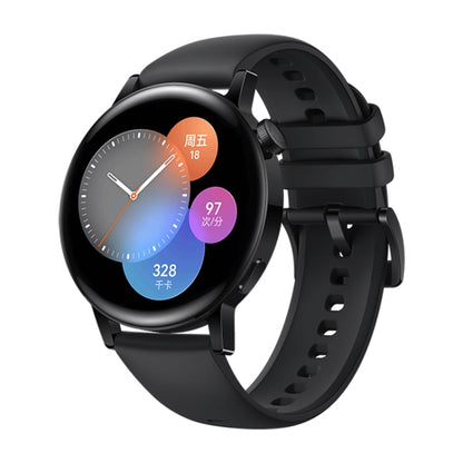 HUAWEI WATCH GT 3 Smart Watch 42mm Rubber Wristband, 1.32 inch AMOLED Screen, Support Heart Rate Monitoring / GPS / 7-days Battery Life / NFC(Black) - Wearable Devices by Huawei | Online Shopping South Africa | PMC Jewellery | Buy Now Pay Later Mobicred