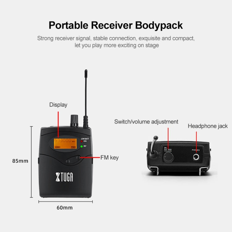 XTUGA IEM1200 Wireless Transmitter 8 Bodypack Stage Singer In-Ear Monitor System(EU Plug) - Microphone by XTUGA | Online Shopping South Africa | PMC Jewellery