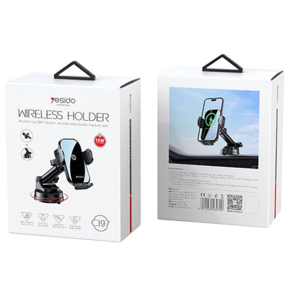 Yesido C197 15W 2 in 1 Suction Cup Type Wireless Charging Car Holder Set (Black) - Wireless Charger Holders by Yesido | Online Shopping South Africa | PMC Jewellery