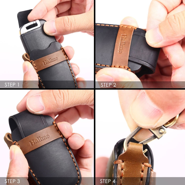 For Kia 3-button Hallmo Car Cowhide Leather Key Protective Cover Key Case(Brown) - free shipping - PMC TechLife - Order now!