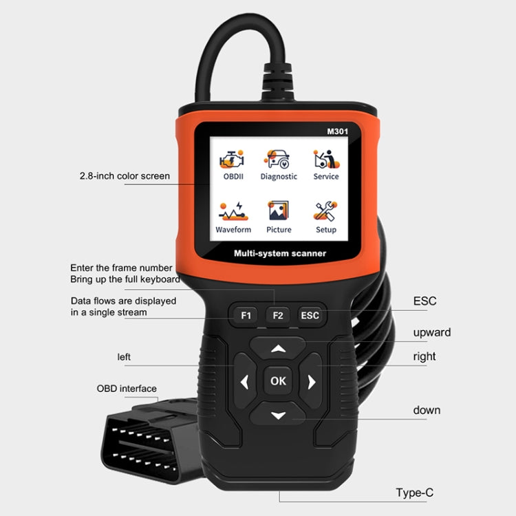 M301 9-18V OBD2 Car Code Reader Scanner Fault Detector - Code Readers & Scan Tools by PMC TechLife | Online Shopping South Africa | PMC TechLife