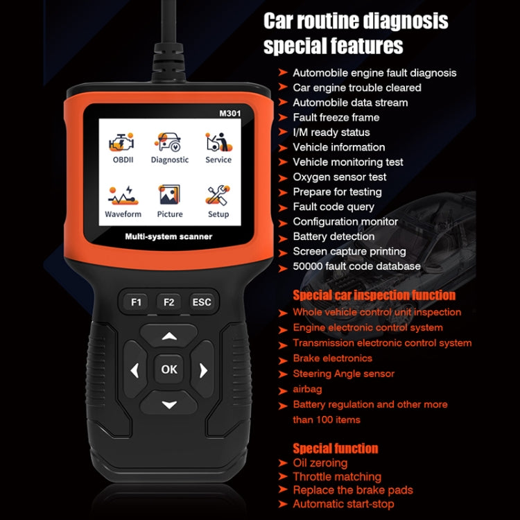 M301 9-18V OBD2 Car Code Reader Scanner Fault Detector - Code Readers & Scan Tools by PMC TechLife | Online Shopping South Africa | PMC TechLife