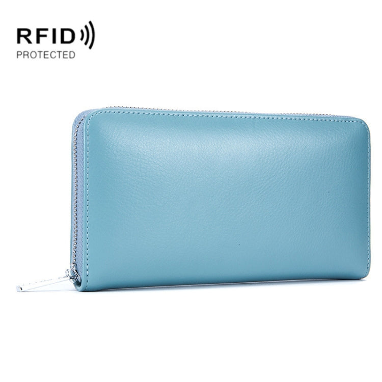 Two-Layer Cowhide Leather Organ Card Holder Multiple-Card RFID Anti-Theft Wallet Bag(Baby Blue) - Antimagnetic RFID Package by PMC Jewellery | Online Shopping South Africa | PMC Jewellery | Buy Now Pay Later Mobicred