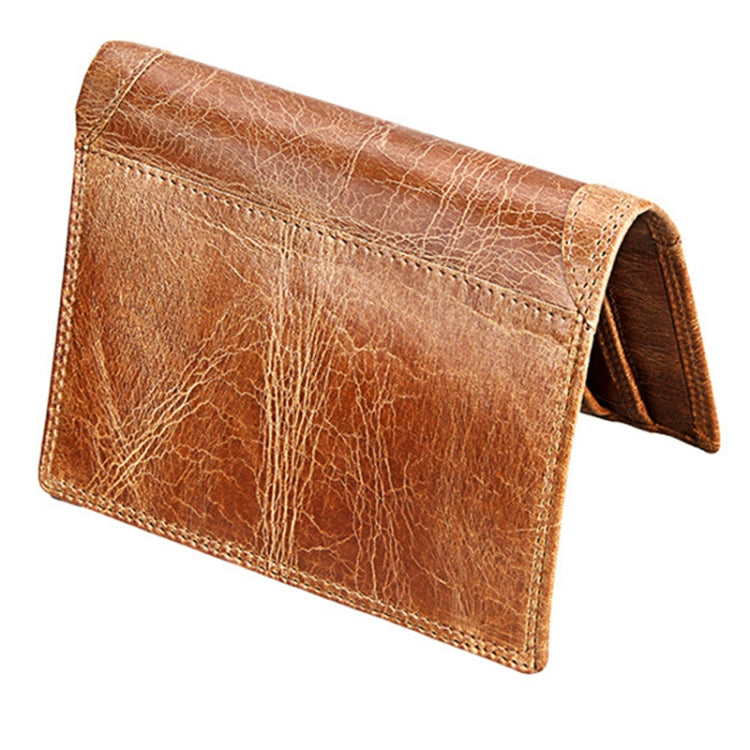 Genuine Cowhide Leather 3-folding Card Holder Wallet RFID Blocking Card Bag Protect Case for Men, Size: 13*10.2*2.5cm(Brown) - Antimagnetic RFID Package by PMC Jewellery | Online Shopping South Africa | PMC Jewellery | Buy Now Pay Later Mobicred