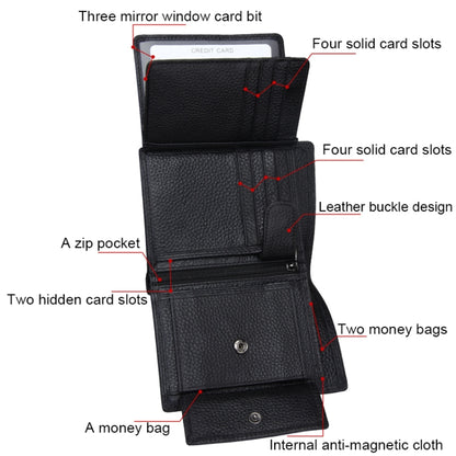 Genuine Cowhide Leather 3-folding Card Holder Wallet RFID Blocking Card Bag Protect Case for Men, Size: 13*10.2*2.5cm(Brown) - Antimagnetic RFID Package by PMC Jewellery | Online Shopping South Africa | PMC Jewellery | Buy Now Pay Later Mobicred